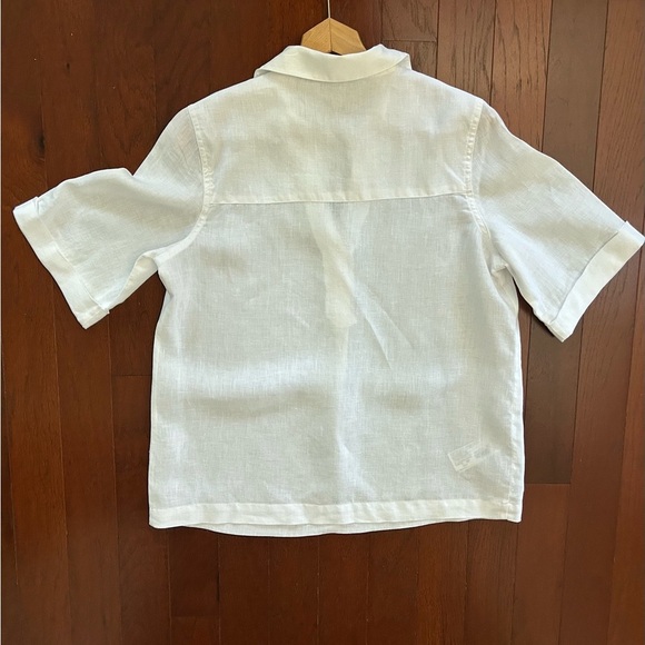 tunic styled Mango White Short-sleeved 100% Linen Shirt size Large - Picture 7 of 7